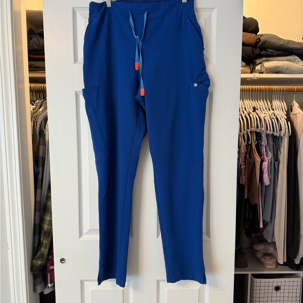 Figs womens evan skinny scrub pants size large tall length winning blue